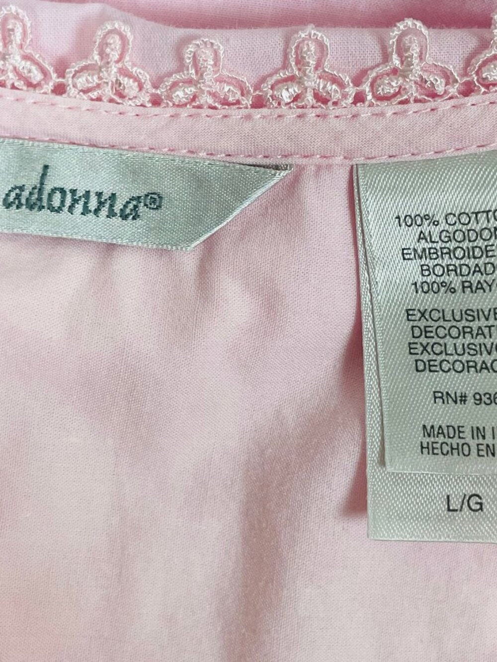 Adonna Summer Nightgown Sz L Rose Cotton Embroidered Ruffle Lace Cottagecore - Picture 6 of 7